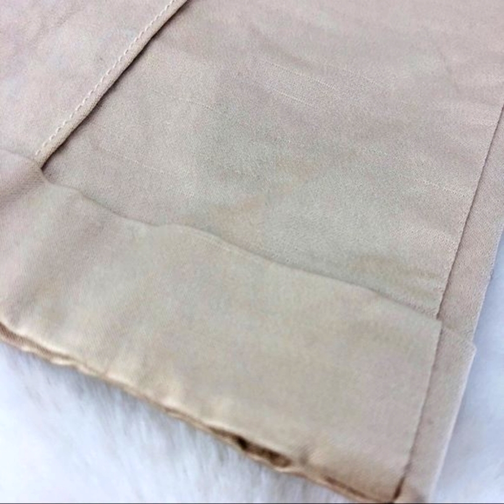 Bebe Women’s Size 8 Italian Fabric Capri Pants. Golden Tan Shimmery Texture EUC - Picture 7 of 10